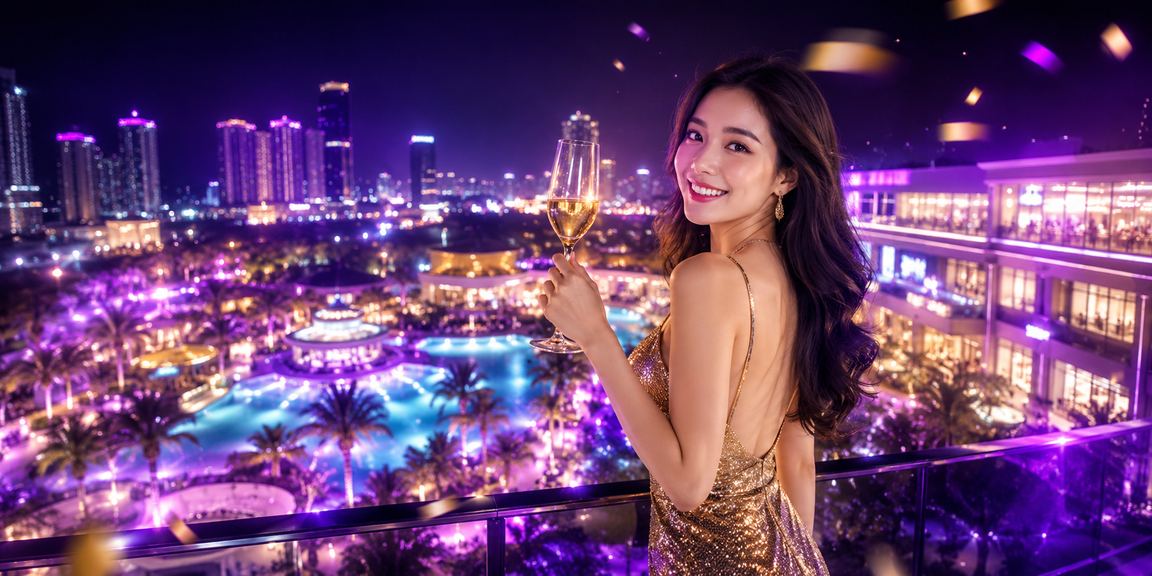 Màn hình neon giải trí casino tại khu vực Mũi Né về đêm